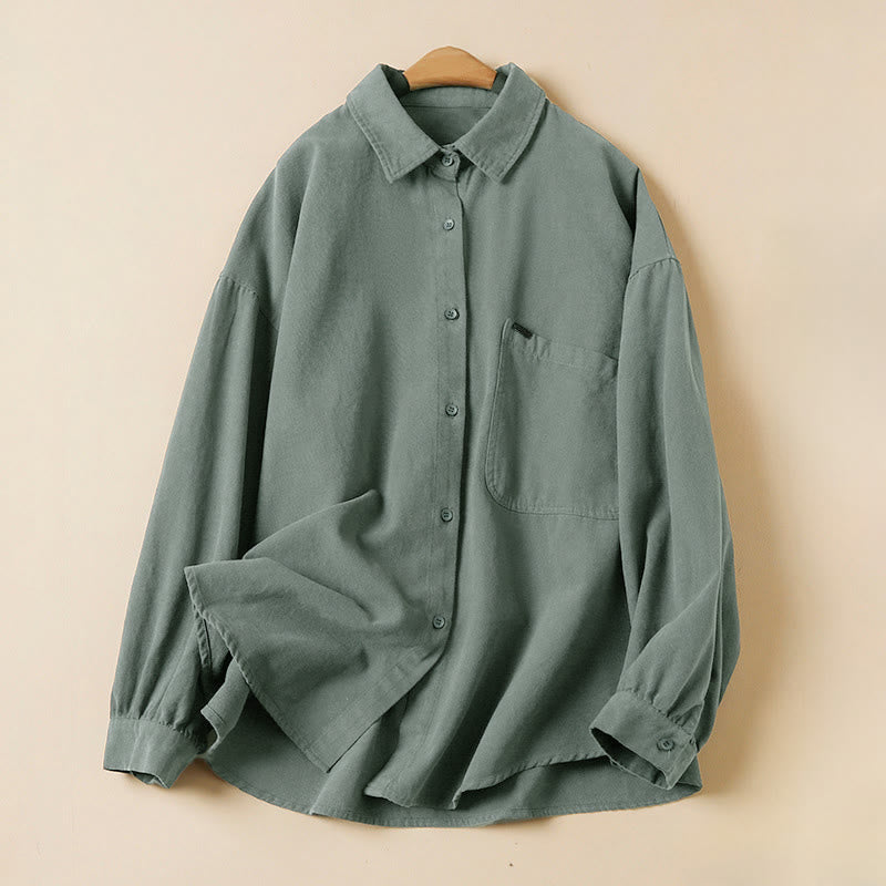 Nimara Ritual Casual Buttons Design Women's Stand Collar Long Sleeve Cotton Shirt