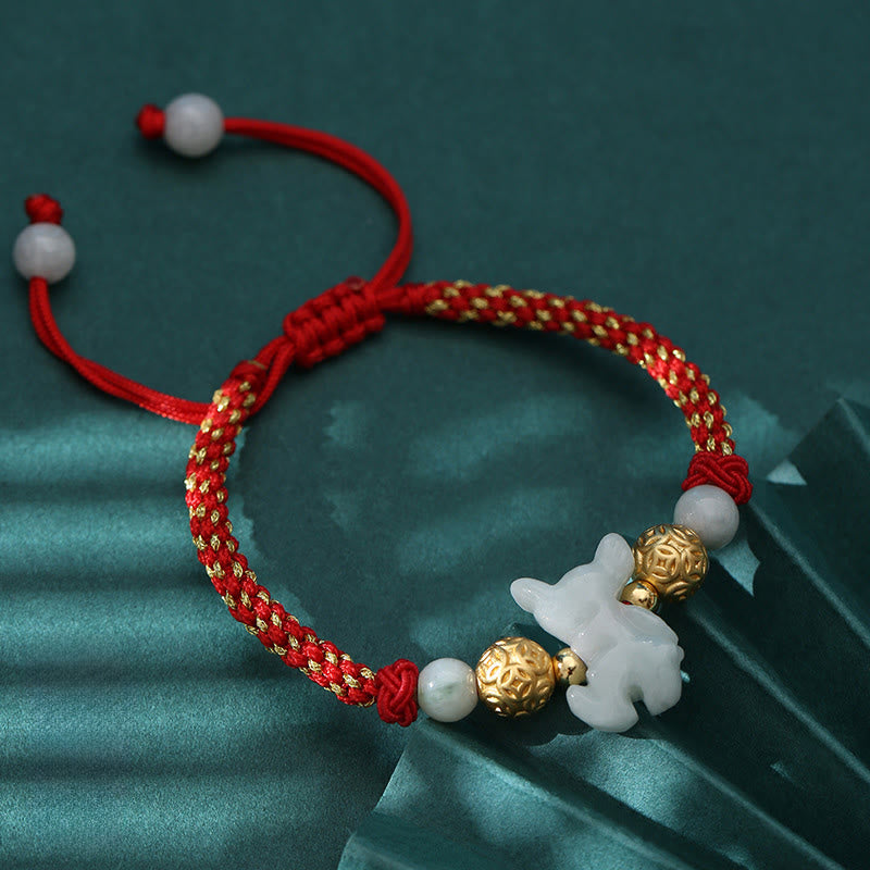 Nimara Ritual Chinese Zodiac Jade Silver Beads Year Of The Horse Red String Luck Bracelet