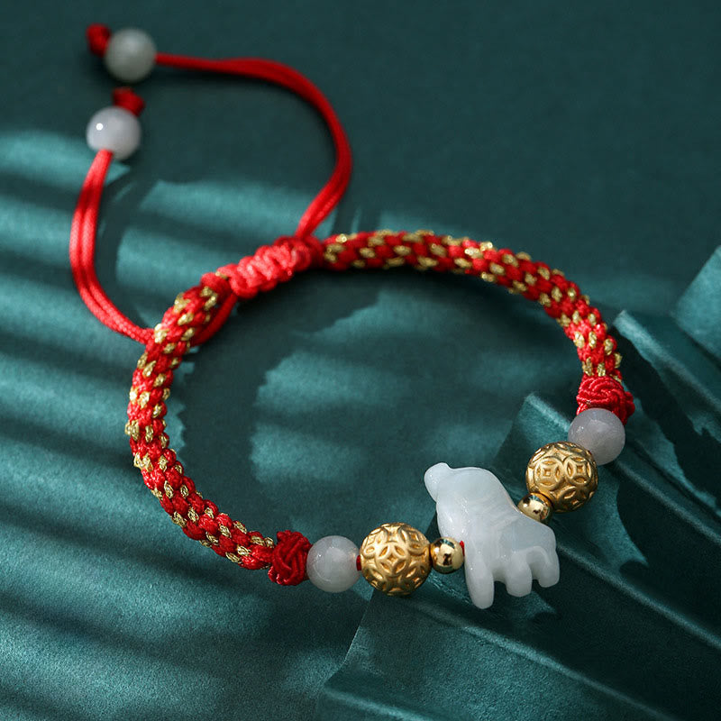 Nimara Ritual Chinese Zodiac Jade Silver Beads Year Of The Horse Red String Luck Bracelet