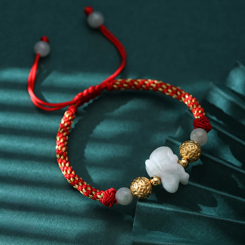 Nimara Ritual Chinese Zodiac Jade Silver Beads Year Of The Horse Red String Luck Bracelet