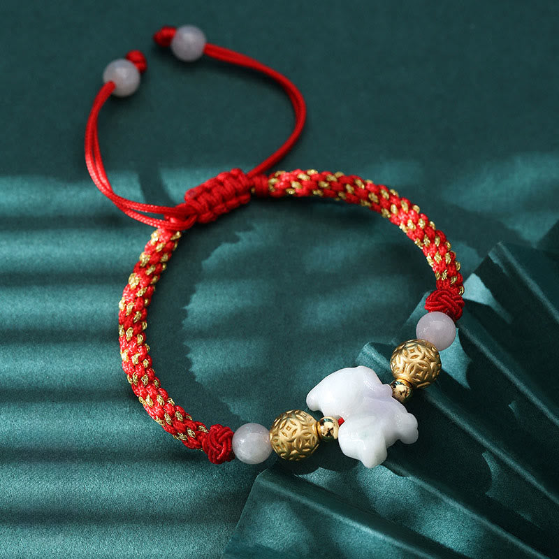 Nimara Ritual Chinese Zodiac Jade Silver Beads Year Of The Horse Red String Luck Bracelet