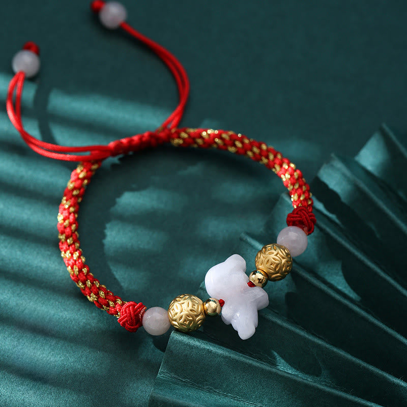 Nimara Ritual Chinese Zodiac Jade Silver Beads Year Of The Horse Red String Luck Bracelet