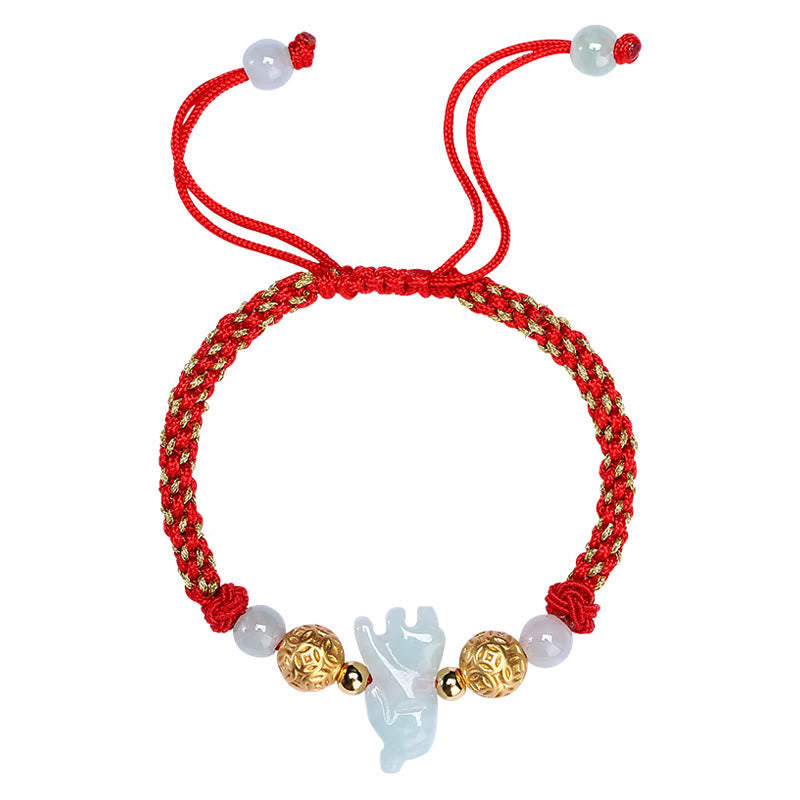 Nimara Ritual Chinese Zodiac Jade Silver Beads Year Of The Horse Red String Luck Bracelet