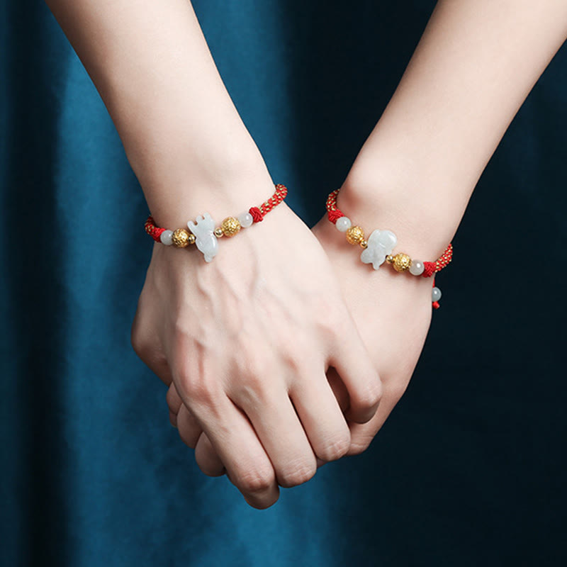 Nimara Ritual Chinese Zodiac Jade Silver Beads Year Of The Horse Red String Luck Bracelet