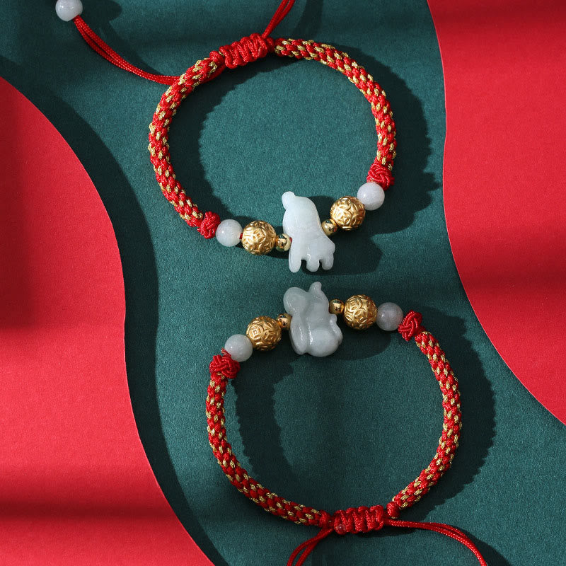 Nimara Ritual Chinese Zodiac Jade Silver Beads Year Of The Horse Red String Luck Bracelet