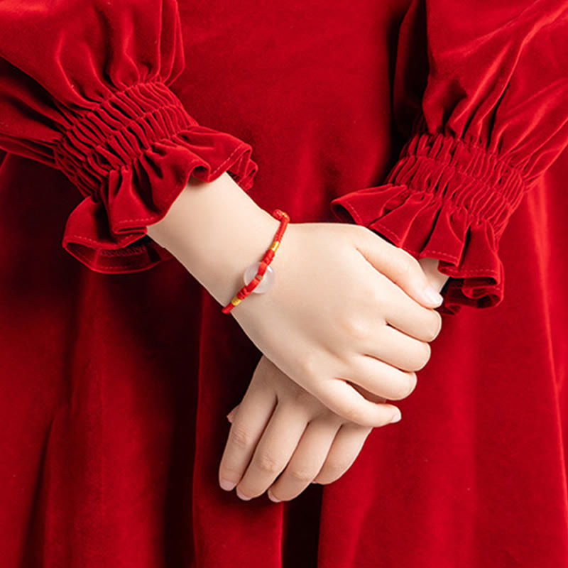 Nimara Ritual White Chalcedony Peace Buckle Braided Connection Bracelet