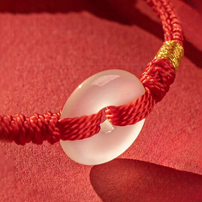 Nimara Ritual White Chalcedony Peace Buckle Braided Connection Bracelet