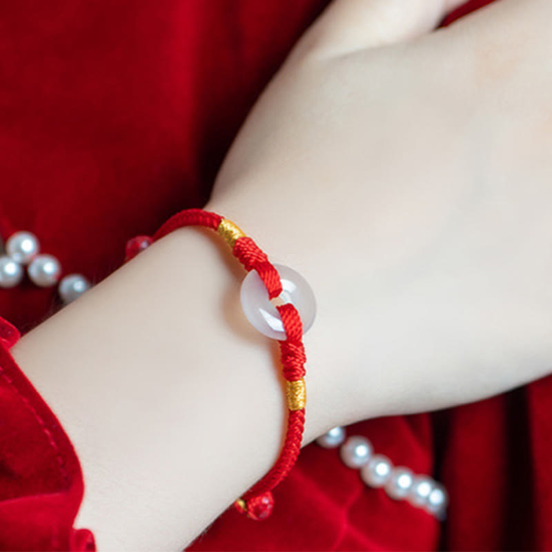 Nimara Ritual White Chalcedony Peace Buckle Braided Connection Bracelet