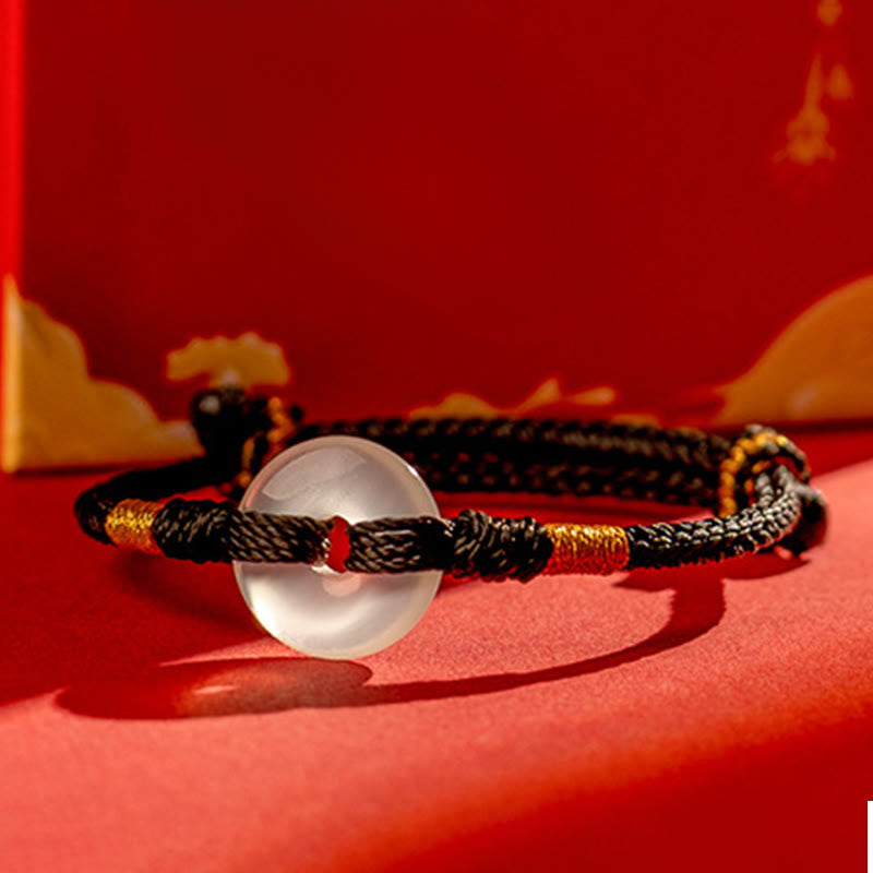 Nimara Ritual White Chalcedony Peace Buckle Braided Connection Bracelet