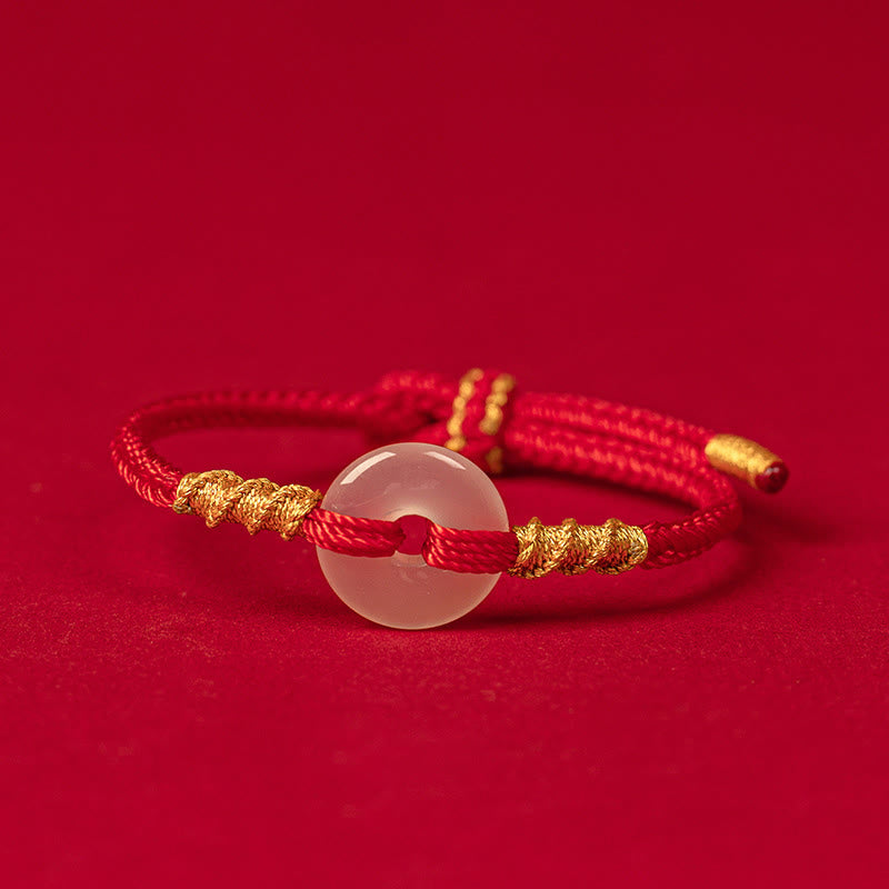 Nimara Ritual White Chalcedony Peace Buckle Connection Rope Knot Bracelet