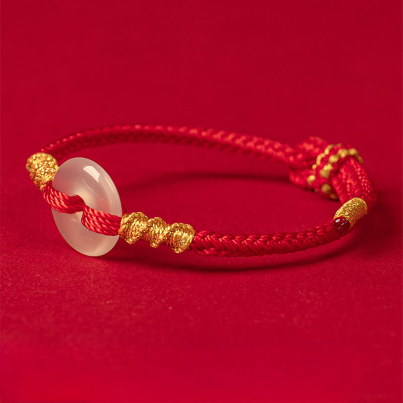 Nimara Ritual White Chalcedony Peace Buckle Connection Rope Knot Bracelet