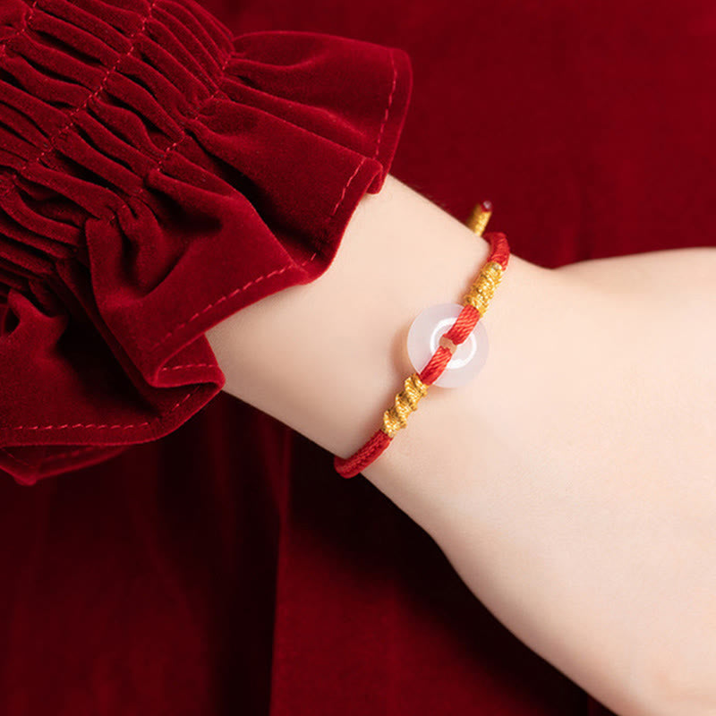 Nimara Ritual White Chalcedony Peace Buckle Connection Rope Knot Bracelet