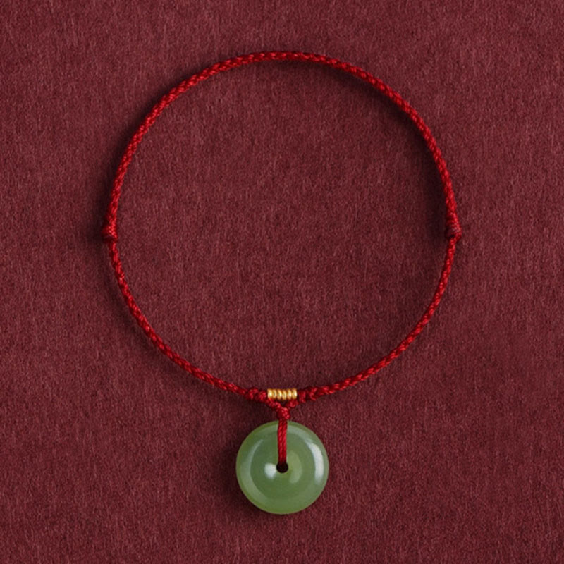 Nimara Ritual Natural Hetian Jade Peace Buckle String Abundance Bracelet Anklet