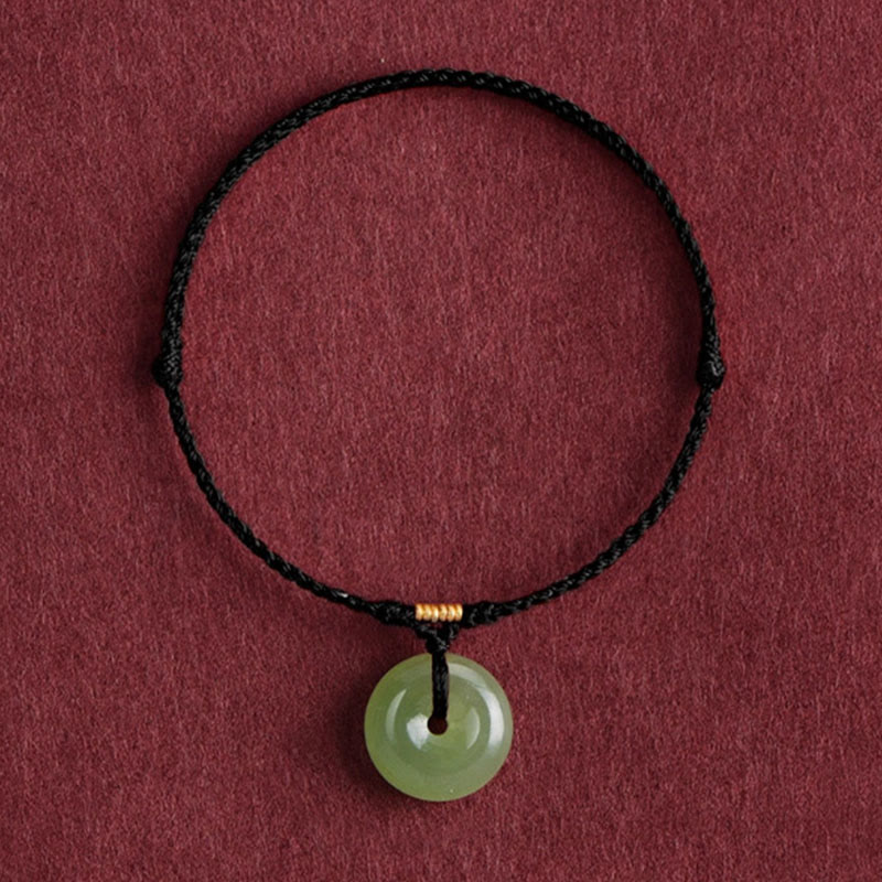 Nimara Ritual Natural Hetian Jade Peace Buckle String Abundance Bracelet Anklet