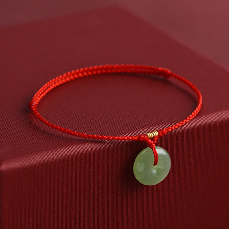 Nimara Ritual Natural Hetian Jade Peace Buckle String Abundance Bracelet Anklet