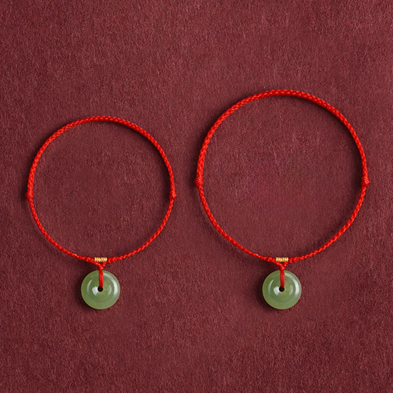 Nimara Ritual Natural Hetian Jade Peace Buckle String Abundance Bracelet Anklet