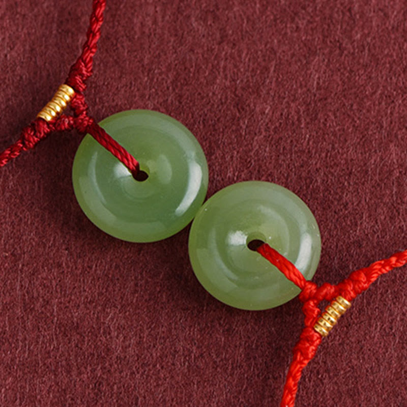 Nimara Ritual Natural Hetian Jade Peace Buckle String Abundance Bracelet Anklet