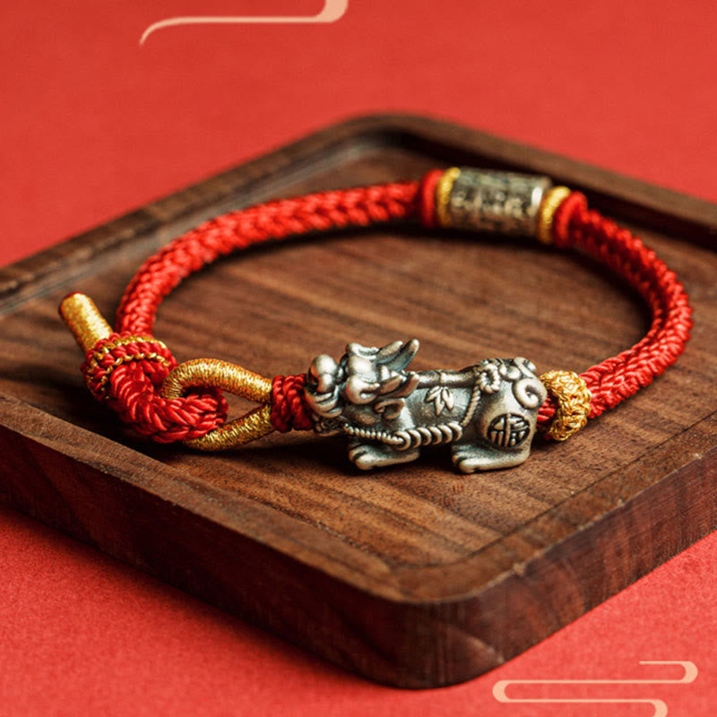 Nimara Ritual 925 Sterling Silver Pixiu Om Mani Padme Hum Protection String Bracelet
