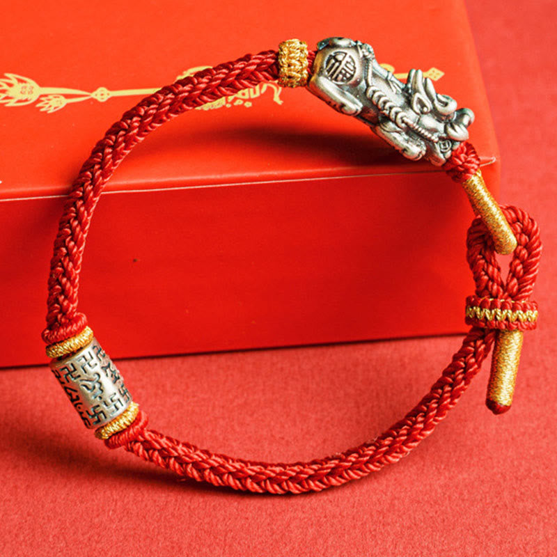Nimara Ritual 925 Sterling Silver Pixiu Om Mani Padme Hum Protection String Bracelet
