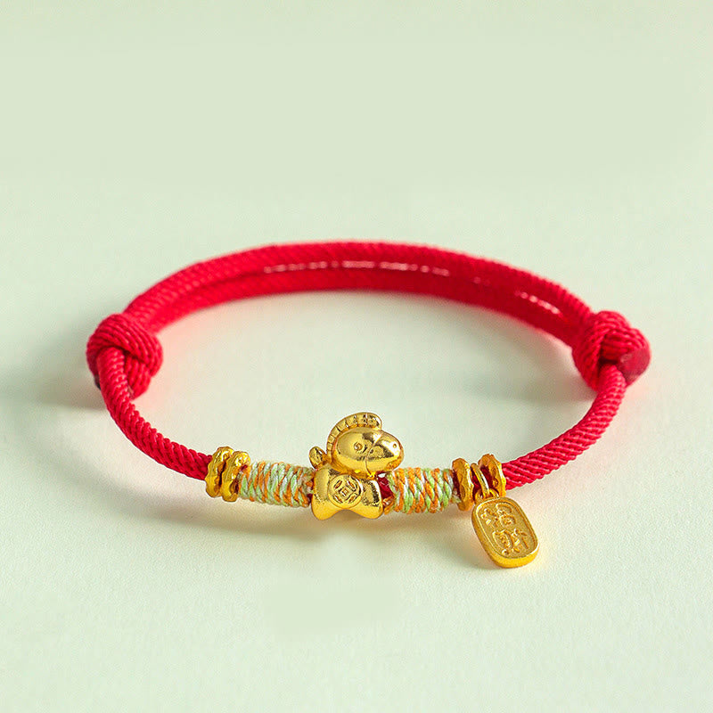 Nimara Ritual Year Of The Horse Red String Black String Lucky Fortune Charm Braided Connection Bracelet