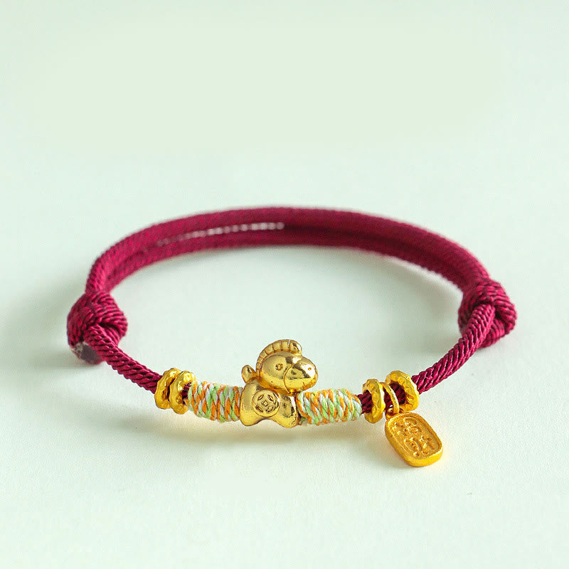 Nimara Ritual Year Of The Horse Red String Black String Lucky Fortune Charm Braided Connection Bracelet
