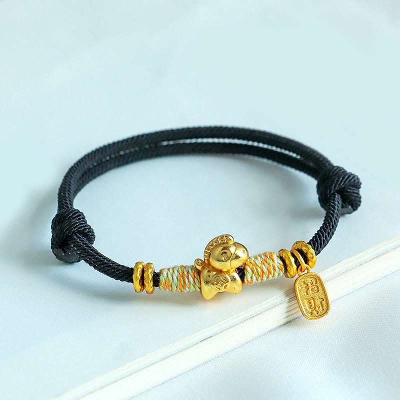 Nimara Ritual Year Of The Horse Red String Black String Lucky Fortune Charm Braided Connection Bracelet