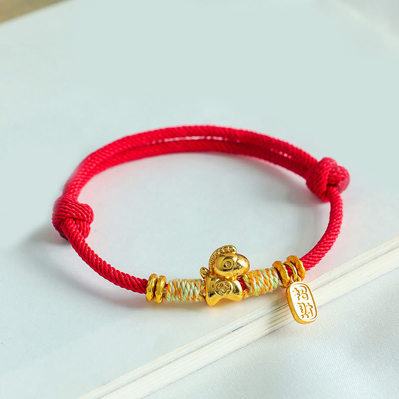 Nimara Ritual Year Of The Horse Red String Black String Lucky Fortune Charm Braided Connection Bracelet