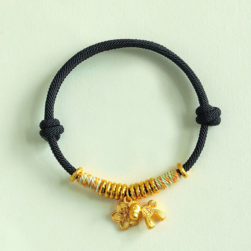 Nimara Ritual Year Of The Horse Flower Charm Red String Connection Handmade Bracelet