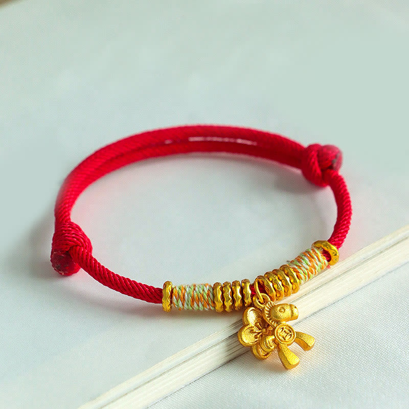 Nimara Ritual Year Of The Horse Flower Charm Red String Connection Handmade Bracelet