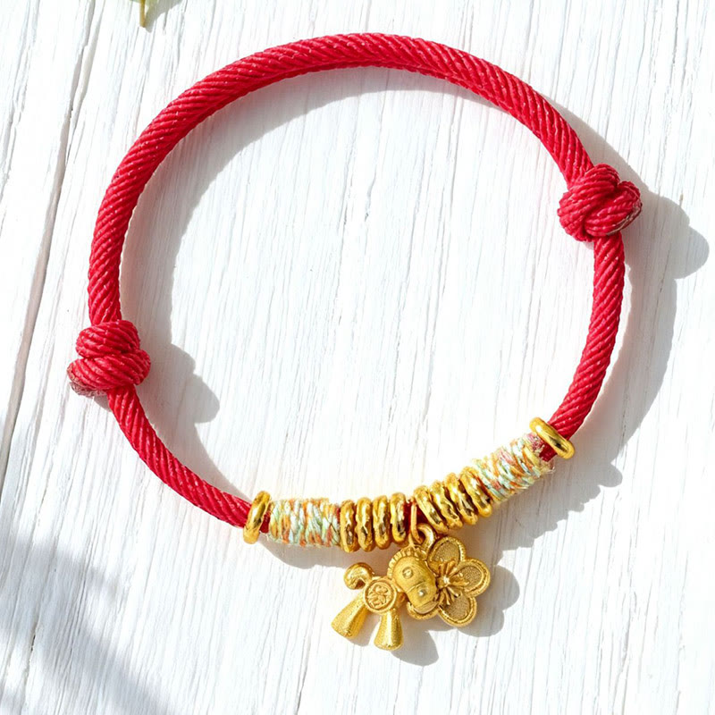 Nimara Ritual Year Of The Horse Flower Charm Red String Connection Handmade Bracelet