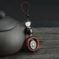 Nimara Ritual Ebony Wood Sanskrit Four-leaf Clover Buddha's Eye Peace Rotatable Key Chain