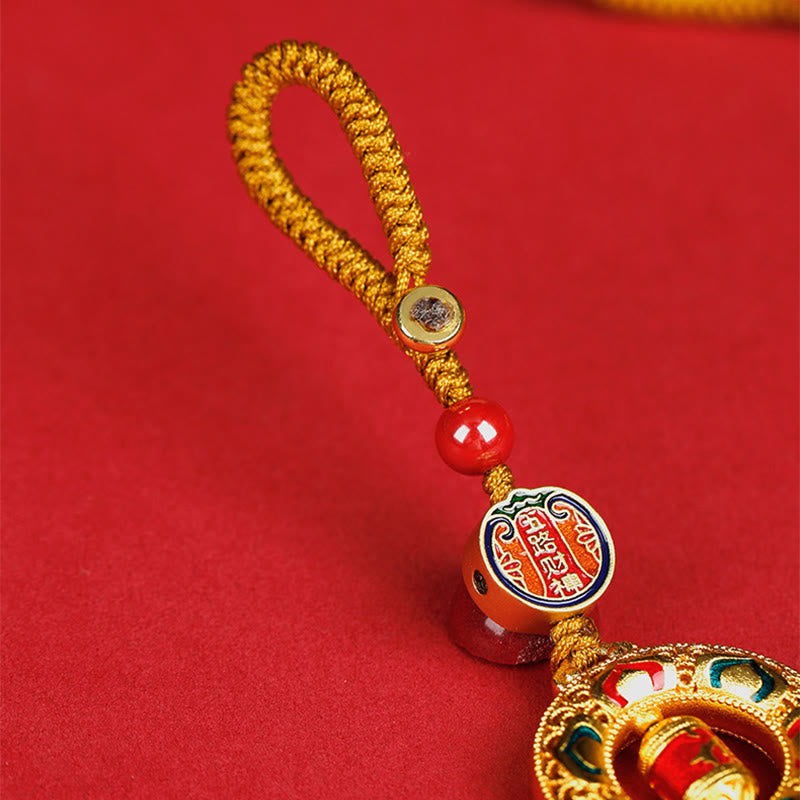 Nimara Ritual Copper Prayer Wheel Five Directions Gods Of Wealth Balance Rotatable Key Chain