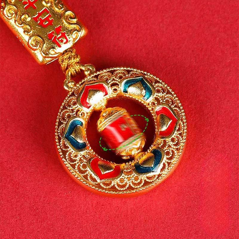 Nimara Ritual Copper Prayer Wheel Five Directions Gods Of Wealth Balance Rotatable Key Chain