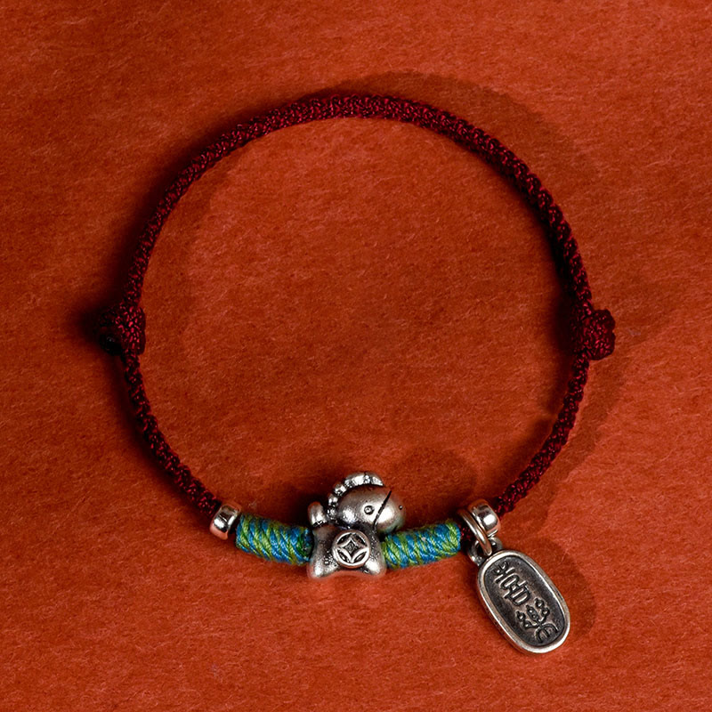 Nimara Ritual 999 Sterling Silver Year Of The Horse 925 Sterling Silver Peace And Joy Charm String Braided Luck Bracelet Anklet