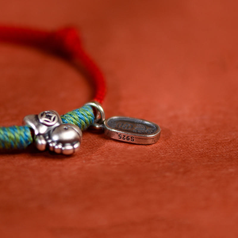 Nimara Ritual 999 Sterling Silver Year Of The Horse 925 Sterling Silver Peace And Joy Charm String Braided Luck Bracelet Anklet