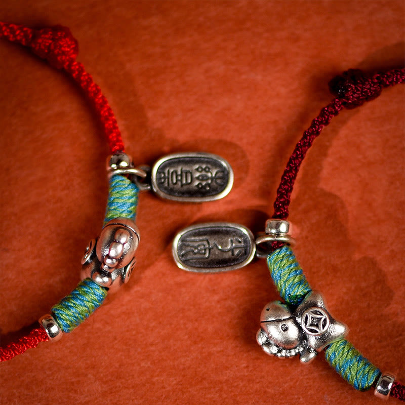 Nimara Ritual 999 Sterling Silver Year Of The Horse 925 Sterling Silver Peace And Joy Charm String Braided Luck Bracelet Anklet