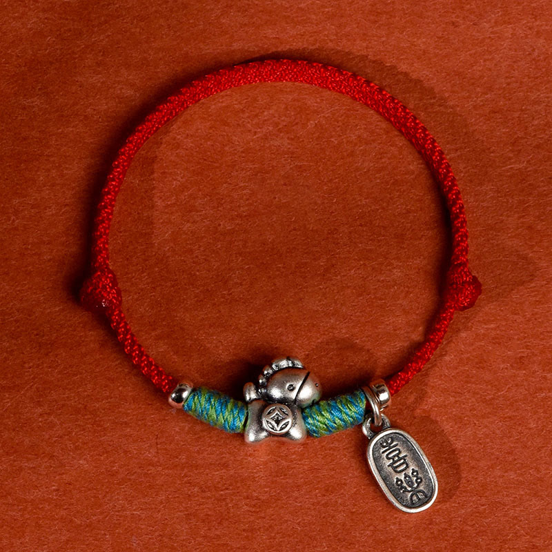 Nimara Ritual 999 Sterling Silver Year Of The Horse 925 Sterling Silver Peace And Joy Charm String Braided Luck Bracelet Anklet