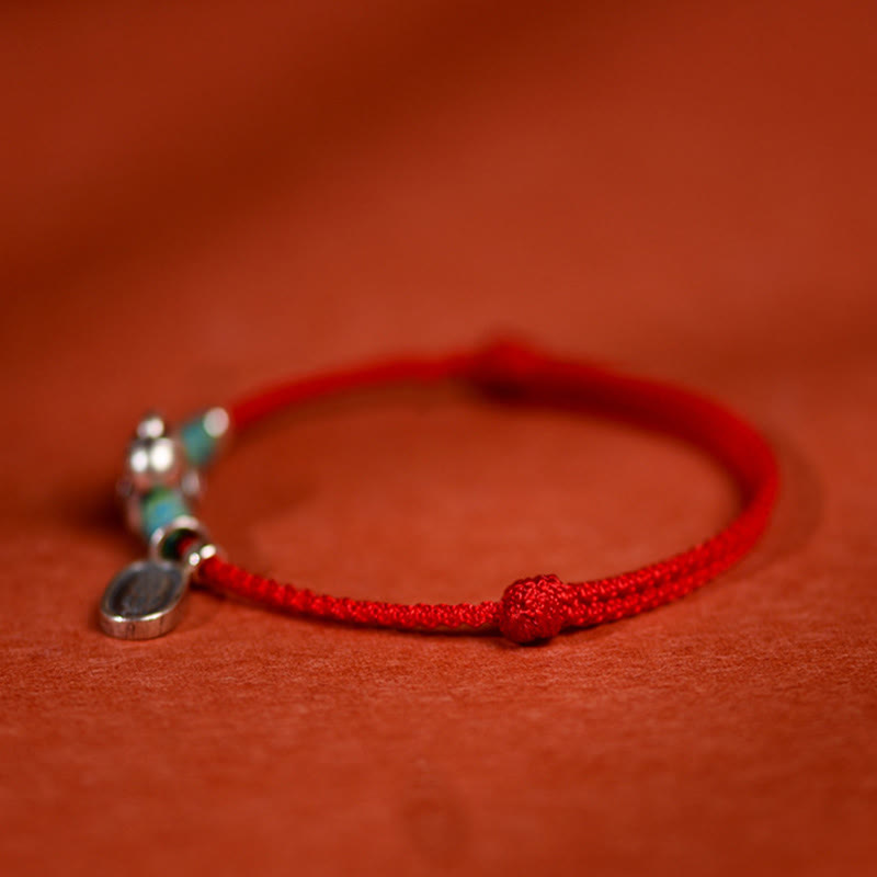 Nimara Ritual 999 Sterling Silver Year Of The Horse 925 Sterling Silver Peace And Joy Charm String Braided Luck Bracelet Anklet