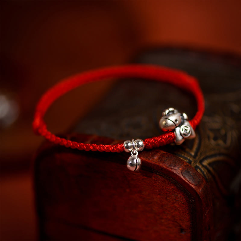 Nimara Ritual 999 Sterling Silver Year Of The Horse 925 Sterling Silver Bell String Luck Child Adult Bracelet Anklet