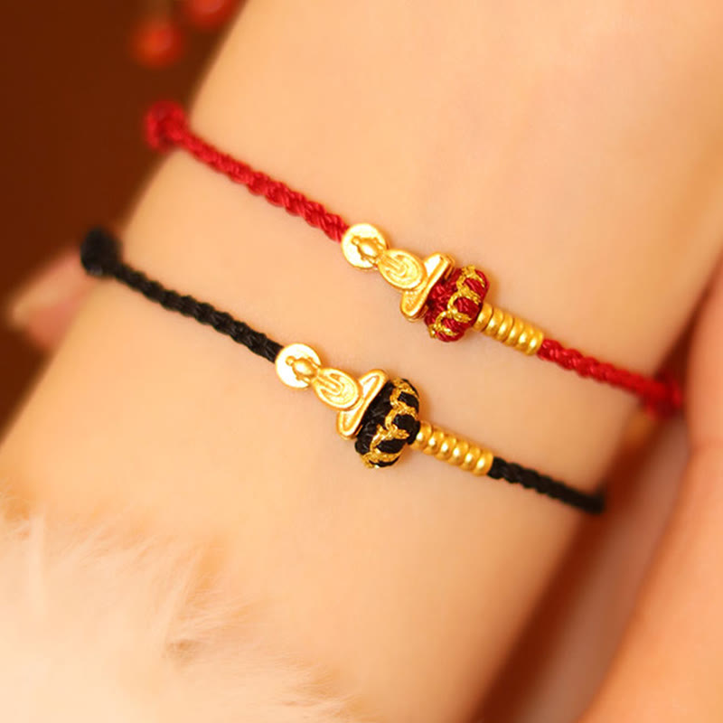 Nimara Ritual Formless Buddha Lotus Knot Red String Protection Braided Bracelet