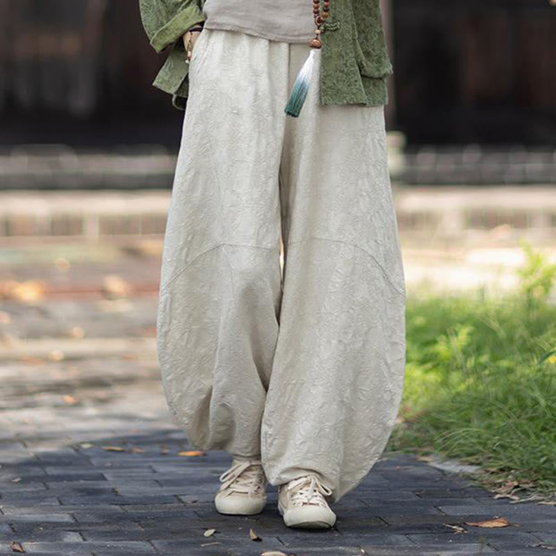 Nimara Ritual Fall Jacquard Women's Frog-Button Long Sleeve Shirt Pants Cotton Linen Clothing