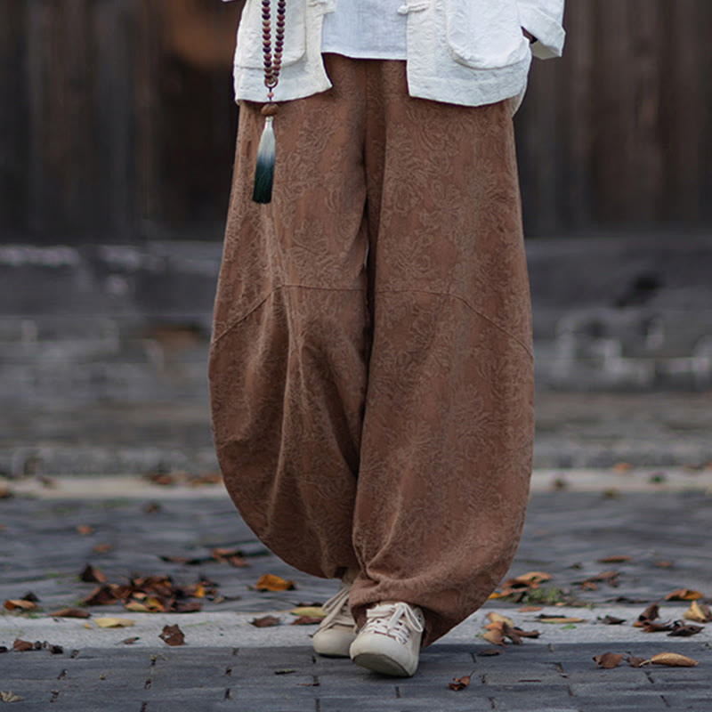 Nimara Ritual Fall Jacquard Women's Frog-Button Long Sleeve Shirt Pants Cotton Linen Clothing