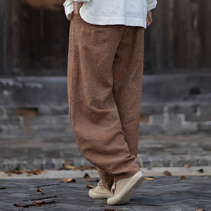 Nimara Ritual Fall Jacquard Women's Frog-Button Long Sleeve Shirt Pants Cotton Linen Clothing