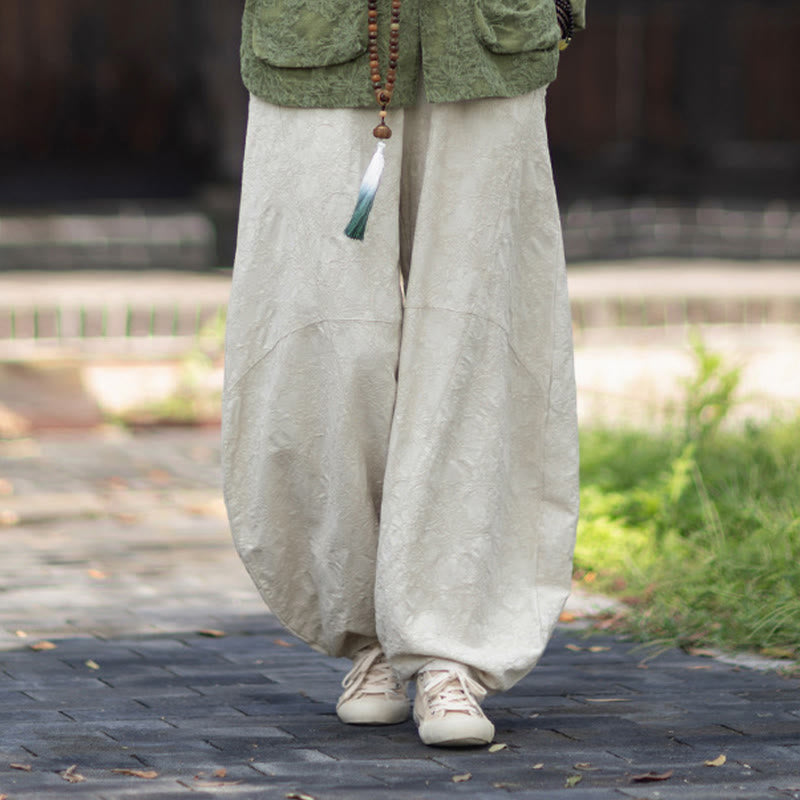 Nimara Ritual Fall Jacquard Women's Frog-Button Long Sleeve Shirt Pants Cotton Linen Clothing