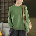 Nimara Ritual Winter Crew Neck Warm Long Sleeve Women's Cotton Knitted Sweater