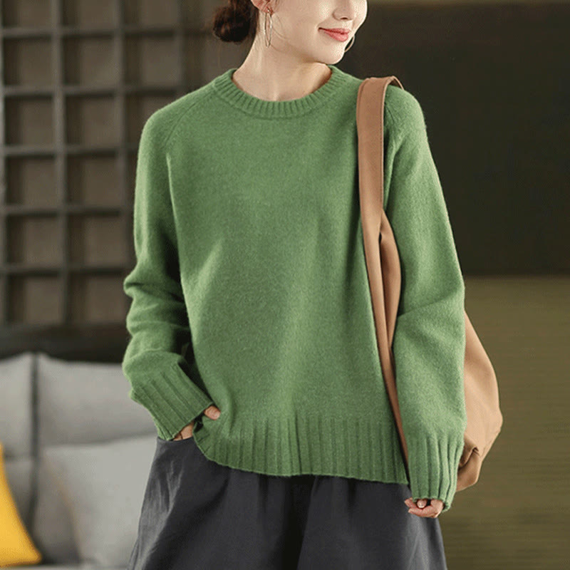 Nimara Ritual Winter Crew Neck Warm Long Sleeve Women's Cotton Knitted Sweater