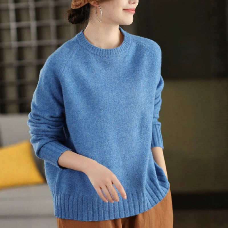 Nimara Ritual Winter Crew Neck Warm Long Sleeve Women's Cotton Knitted Sweater