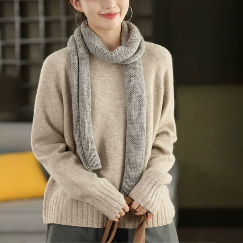 Nimara Ritual Winter Crew Neck Warm Long Sleeve Women's Cotton Knitted Sweater