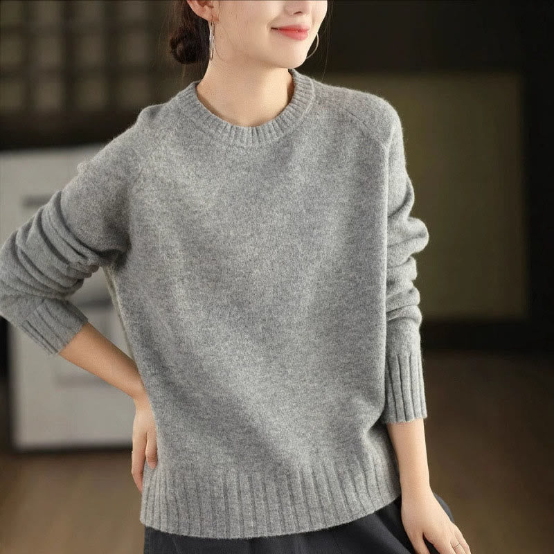 Nimara Ritual Winter Crew Neck Warm Long Sleeve Women's Cotton Knitted Sweater