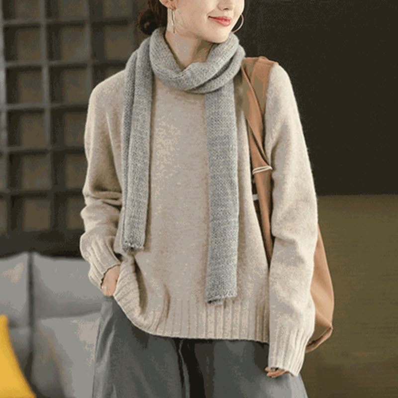 Nimara Ritual Winter Crew Neck Warm Long Sleeve Women's Cotton Knitted Sweater